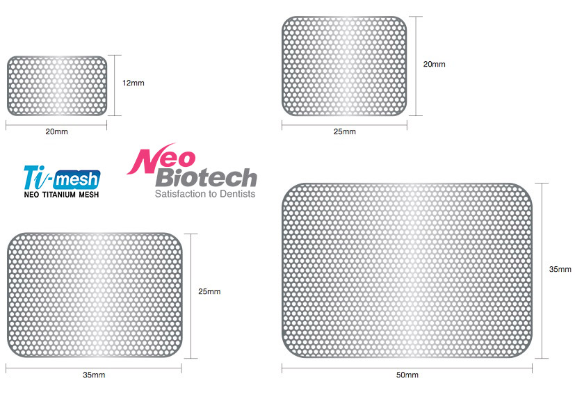 Размеры Титановых Сеток Ti-Mesh RT NeoBiotech